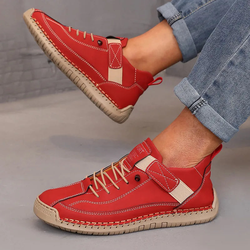 Botas de cano médio para mulheres estilo britânico retro anti deslizamento sapatos de trabalho mocassins de couro feitos à mão casuais sola macia botas nuas