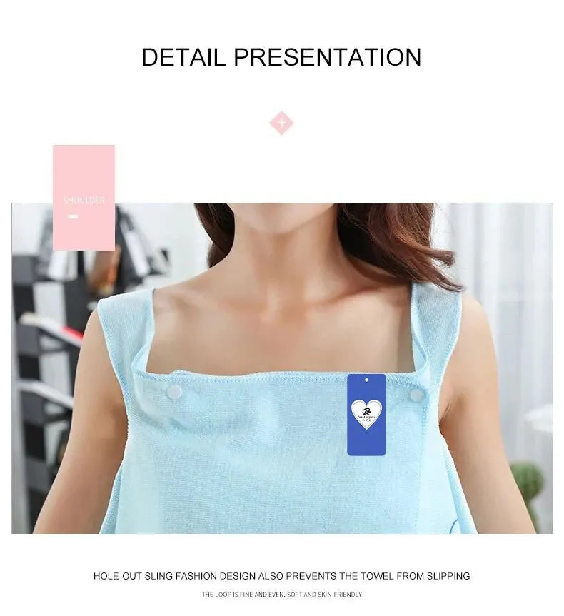 Toalha de banho wearable para mulheres adultas, Love Rabbit Increase, Whick Wipe Chest, Sauna a vapor de suor absorvente