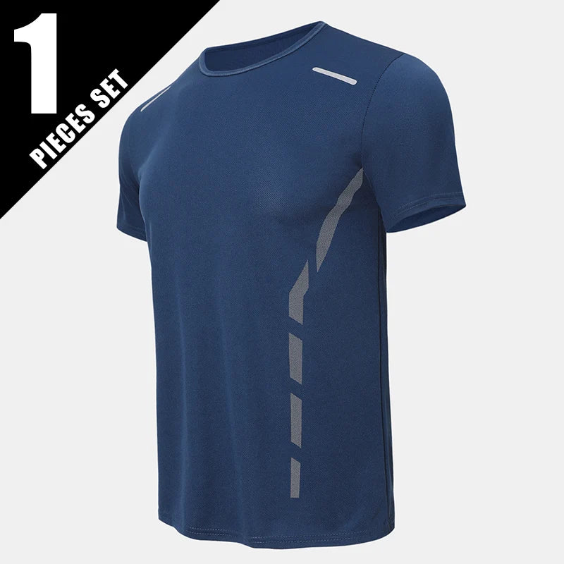 1/4 pçs masculino verão moda impressão de secagem rápida de manga curta juventude lazer esportes fitness respirável topo de meia-idade solto t