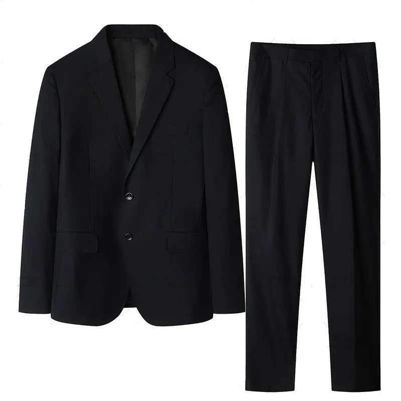 Terno de escritório masculino, casaco formal, calças plus size 6xl 7xl, blazer, trabalho de negócios, 2 peças, conjunto de padrinhos masculinos, roupas pretas, cinza e azuis
