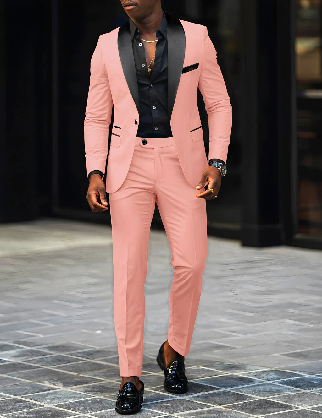 Terno masculino de 2 peças adequado para ternos de negócios de casamento, conjuntos de jaquetas e calças de botão único, conjuntos de jaqueta slim fit