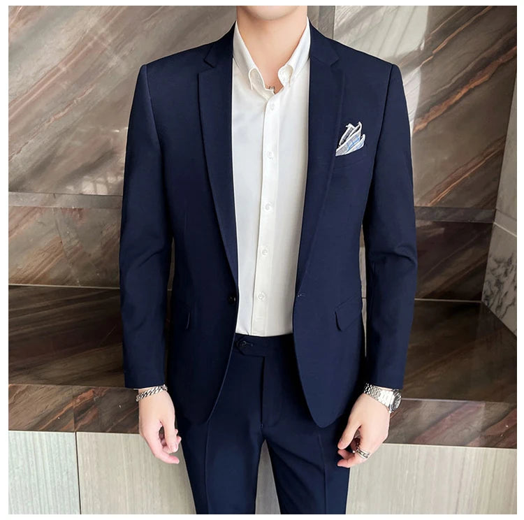 Conjunto masculino de duas peças, terno monocromático, todo apto para banquete bonito, casual e elegante, de alta qualidade, novo e elegante, M-4XL, 2022