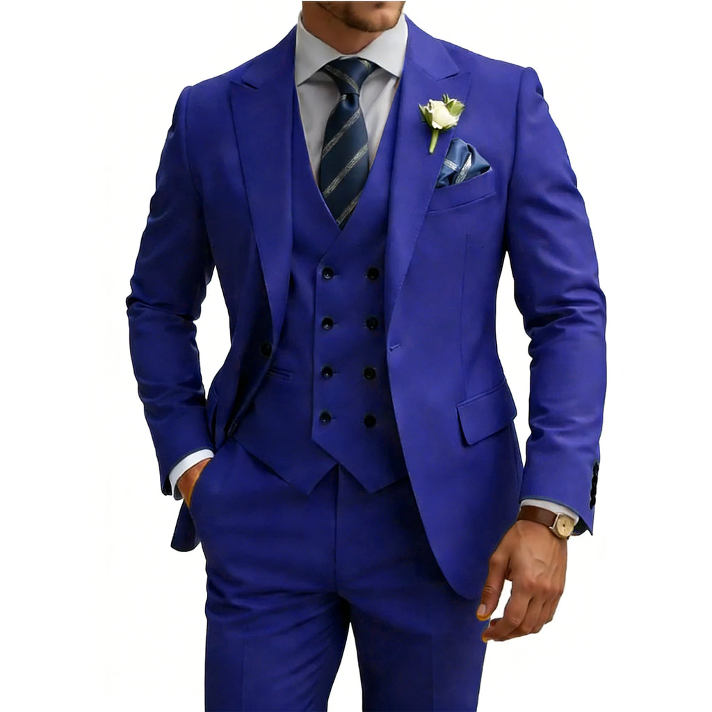Terno masculino slim fit de 3 peças, trespassado, para casamento, baile, eventos formais, jantar de negócios e smoking.
