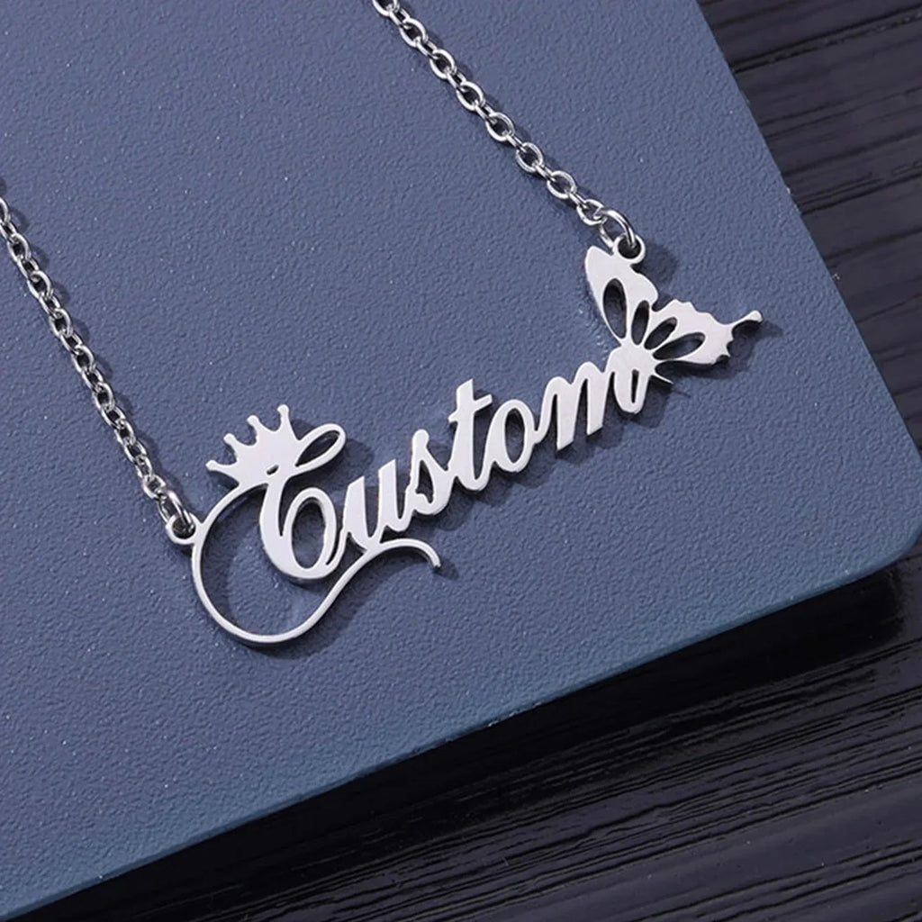 Colares com nome personalizado para mulheres, colar com pingente personalizado em aço inoxidável, joias personalizadas para o pescoço, presente de aniversário para namorada