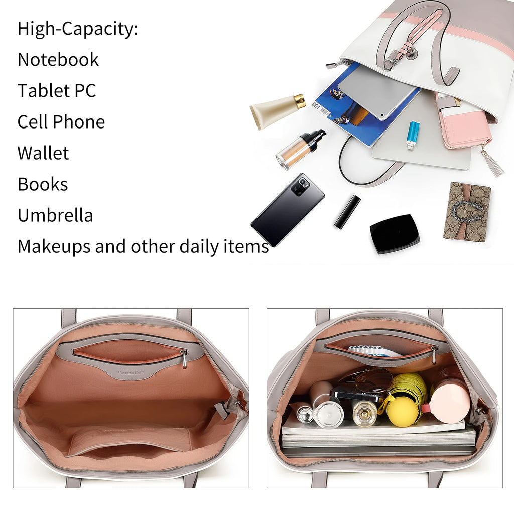 Bolsa feminina senhoras shopper grande sacola de couro do plutônio bolsa de ombro com compartimento grande para escritório escola compras