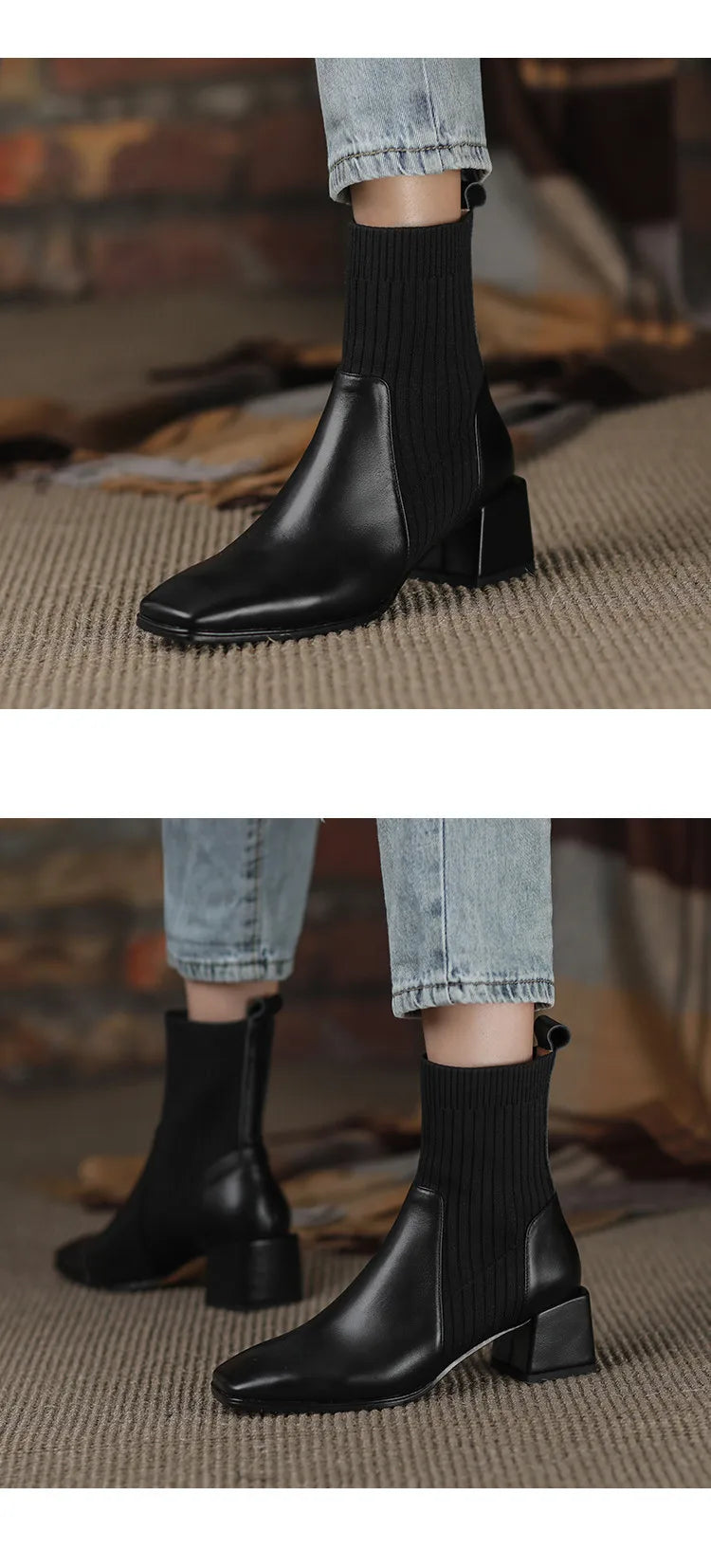 2025 outono inverno novas meias de tornozelo sapatos femininos moda tamanho grande 43 botas curtas de malha deslizamento em salto alto botas de mujer