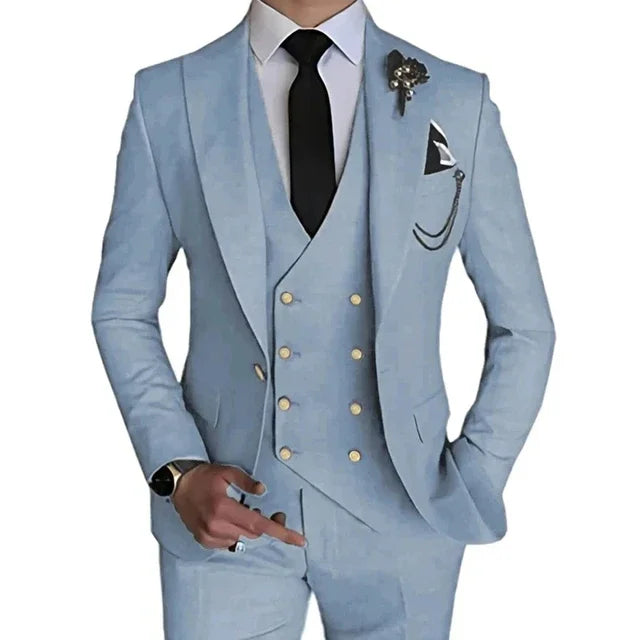 Terno de casamento monocromático masculino, boutique de lazer, casaco de negócios, calças, colete, vestido, blazers, jaqueta, calças, 3 peças, nova moda