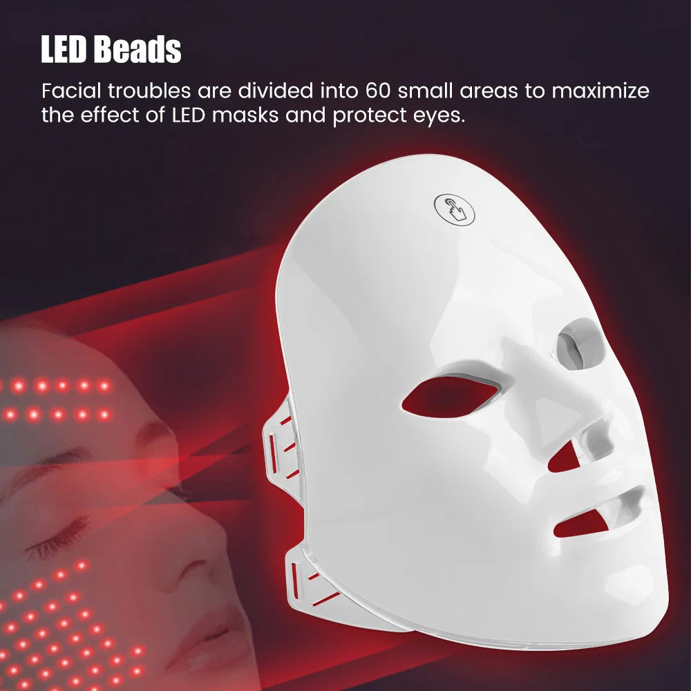 7-1 cores led máscara de cuidados com a pele facial, máscara de luz vermelha para rosto, rejuvenescimento casa face lifting clareamento dispositivo de beleza