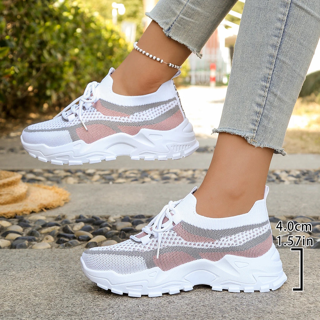 Calçados Femininos - Tênis Casuais Esportivos Verão 2026, Respiráveis e Leves, Sapatos de Trabalho Modernos em Duas Cores ou Uma Cor