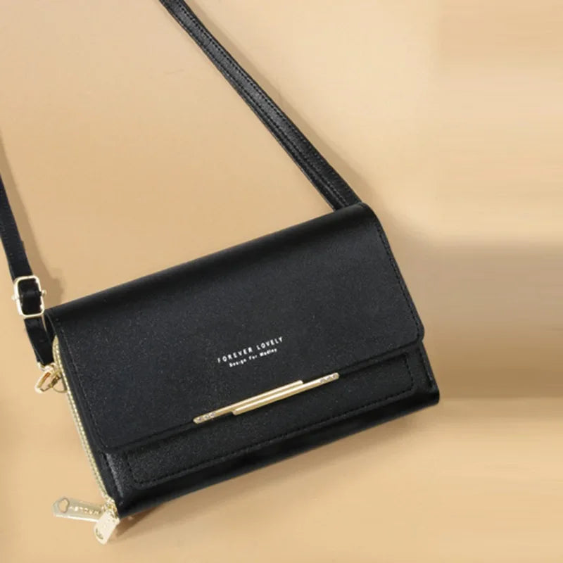 Carteira multi-cartão coreana para mulheres, grande capacidade, bolsa de ombro casual para celular, moda, novo estilo