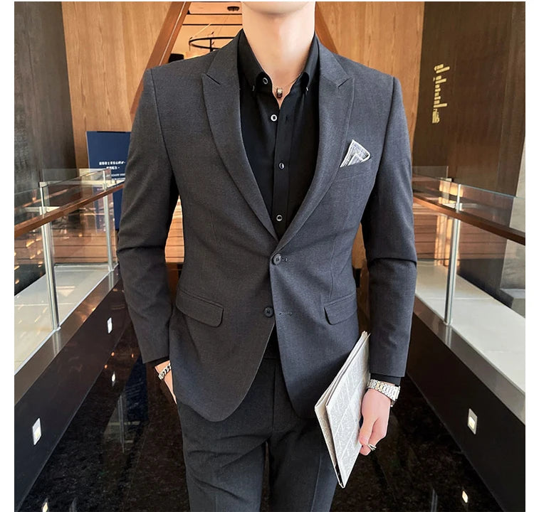 2025 terno de negócios masculino fino vestido de casamento conjunto de duas peças M-4XL elegante bonito tudo-em-um calças de banquete