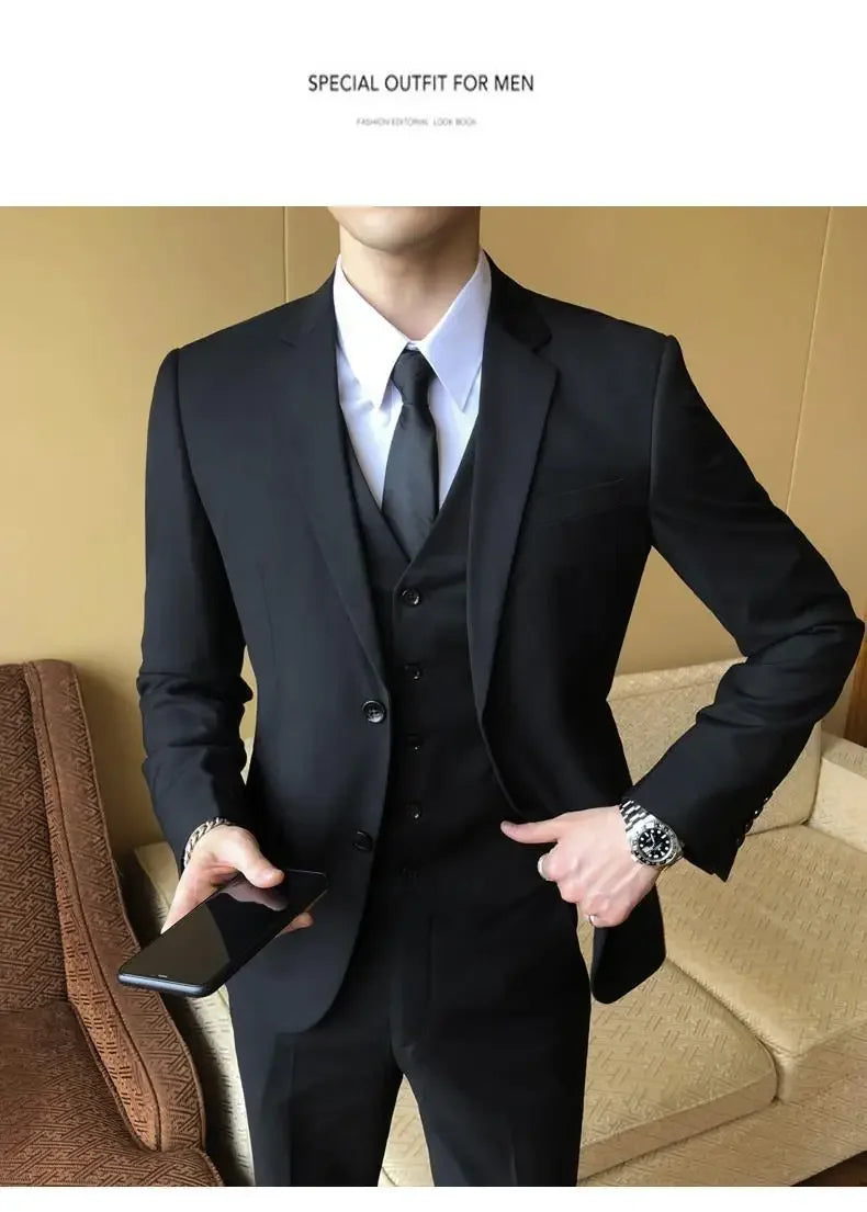 Conjunto de terno de casamento casual para homens profissional melhor homem estilo coreano novo noivo negócios formal jaqueta fino ajuste primavera terno