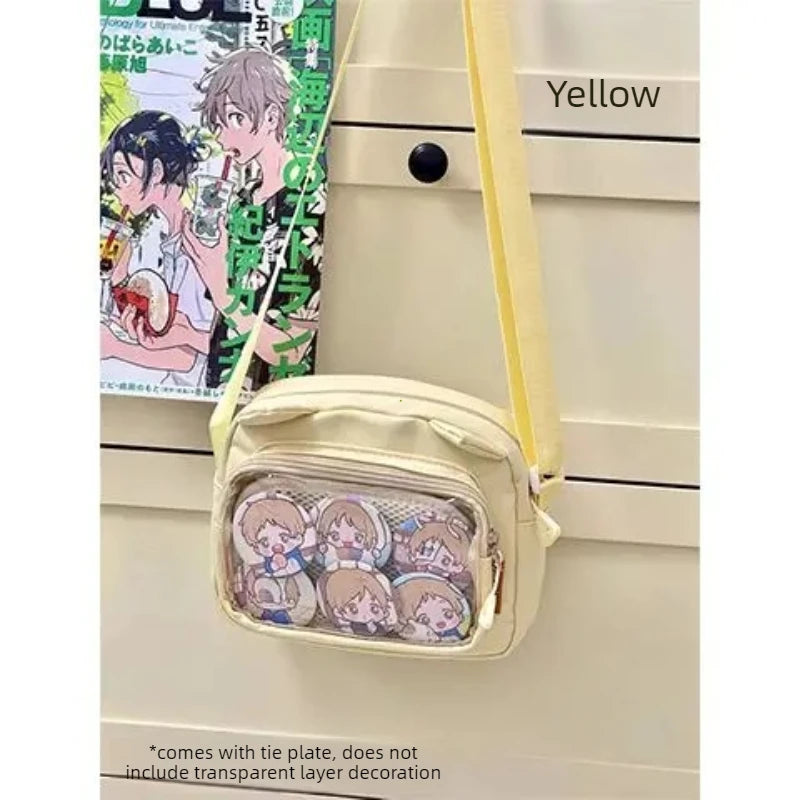 Y2k japonês harajuku sacos de escola para meninas novo transparente itabag ombro crossbody saco diy emblemas placa exibição ita saco
