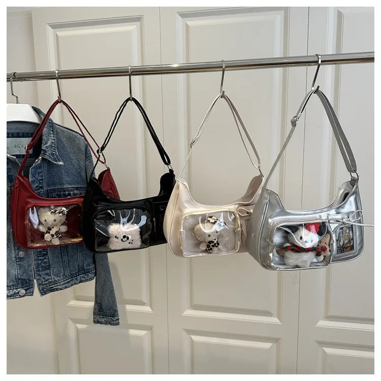 Y2k harajuku bolsa de ombro feminina coreano transparente ita saco escola crossbody saco feminino designer japonês bolsa preppy