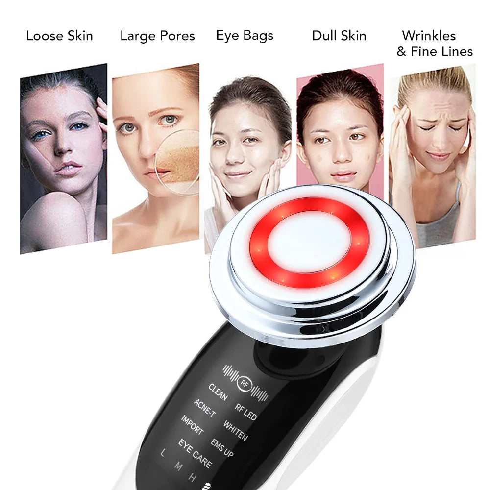 7 em 1 dispositivo de levantamento facial ems microcorrente rejuvenescimento da pele led facial pescoço endurecimento massageador rosto aparelho de cuidados de beleza