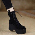 Botas Femininas de Novo Estilo com Zíper Traseiro e Solado Grosso, com Cadarços Ajustáveis 2025