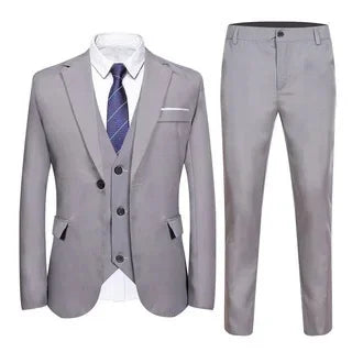 Terno de três peças masculino casual negócios profissional fino ajuste estilo coreano luz azul formal wear westwear ae estoque