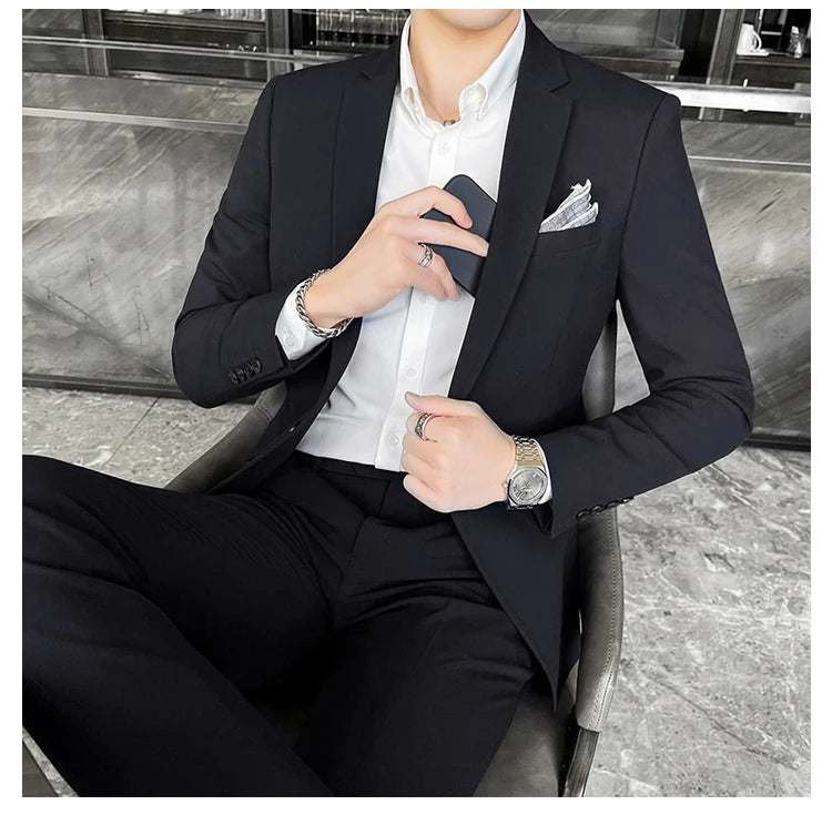 Conjunto masculino de duas peças, terno monocromático, todo apto para banquete bonito, casual e elegante, de alta qualidade, novo e elegante, M-4XL, 2022