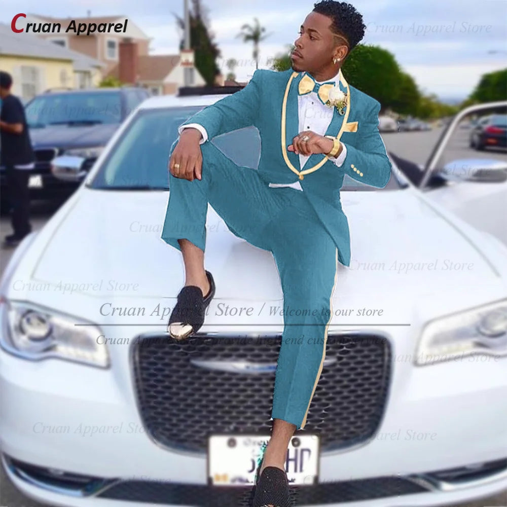 Conjuntos de terno clássico masculino atividades formais sob medida fino ajuste roupas casamento elegante padrinho trajes blazer calças 2 peças