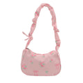 Bolsas femininas nova doce impressão bolsas de lona coreano floral arco impresso zíper sacola feminina pequena bolsa de ombro