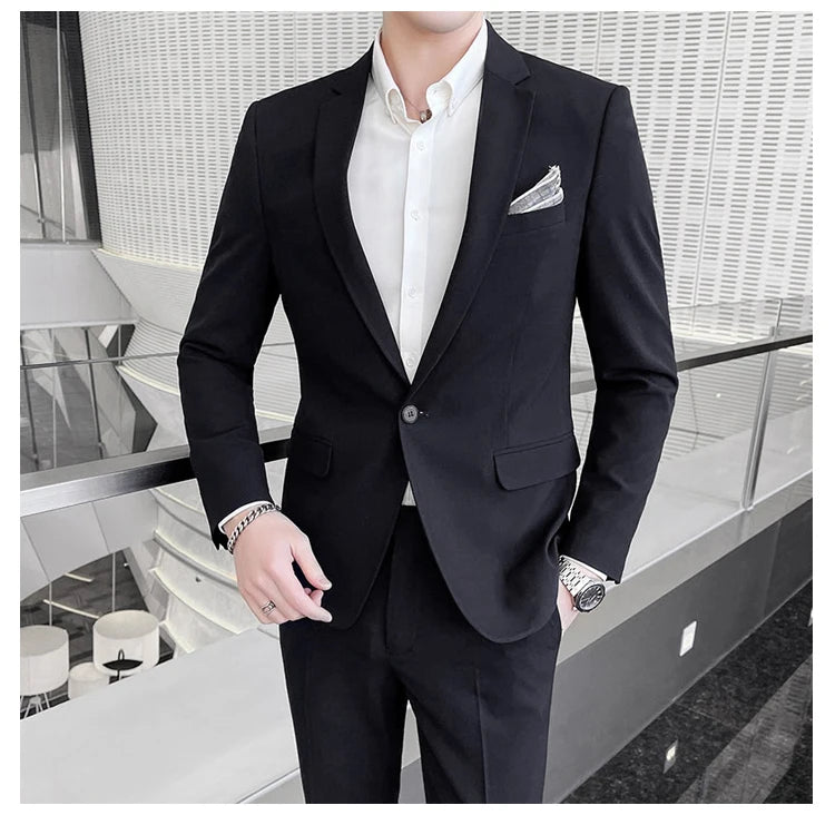 Conjunto masculino de duas peças, terno monocromático, todo apto para banquete bonito, casual e elegante, de alta qualidade, novo e elegante, M-4XL, 2022