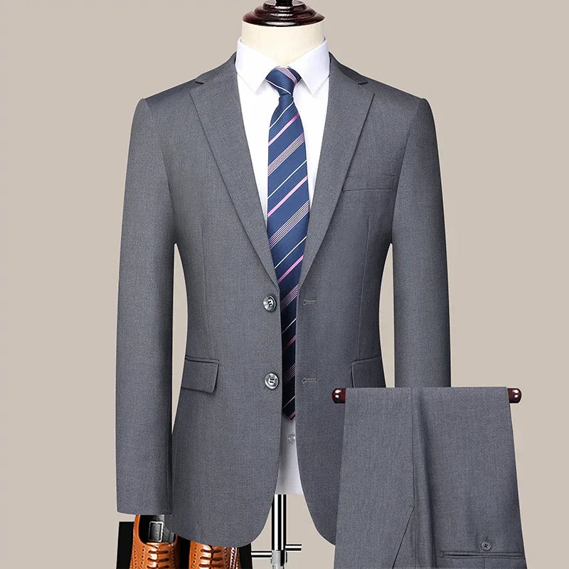 2024 masculino fino-ajuste de dois botões terno de negócios profissional trabalho formal conjunto de duas peças calças incluídas S-6XL