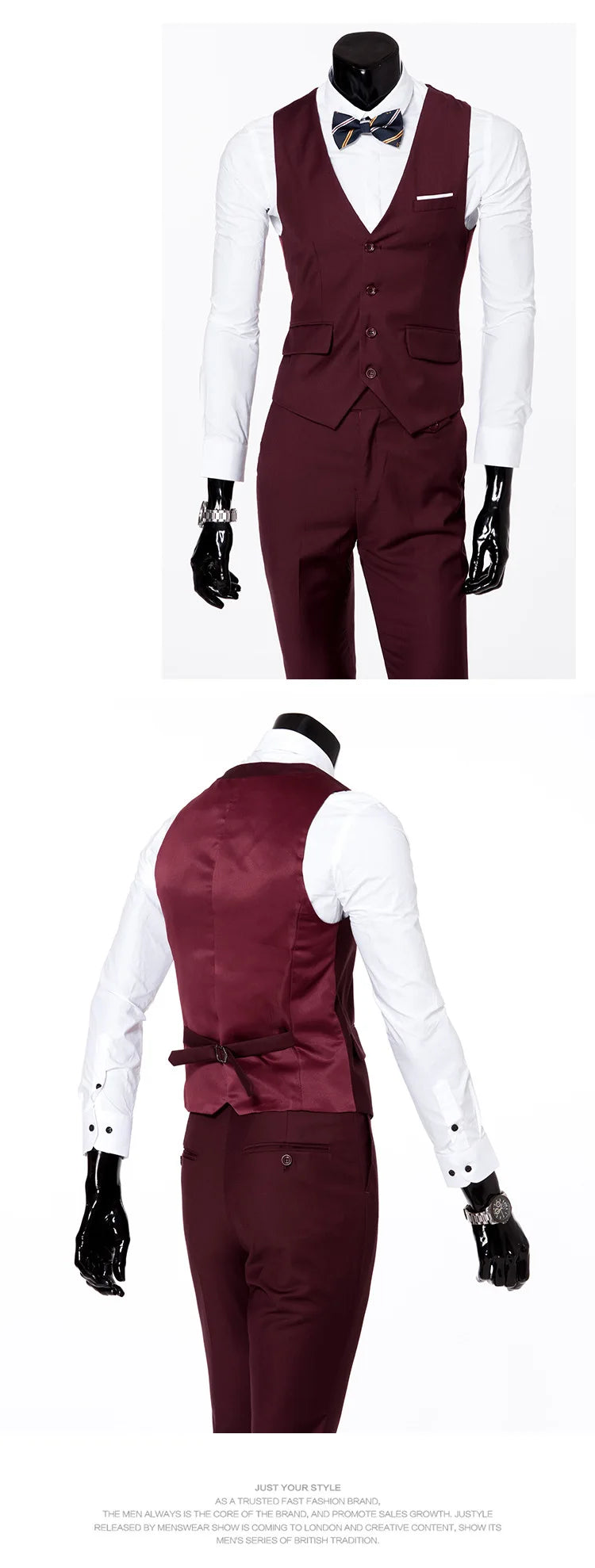Conjunto de terno masculino de um botão fino ajuste casual tecido de mistura de algodão para trabalho versátil estilo clássico terno de três peças negócios casual