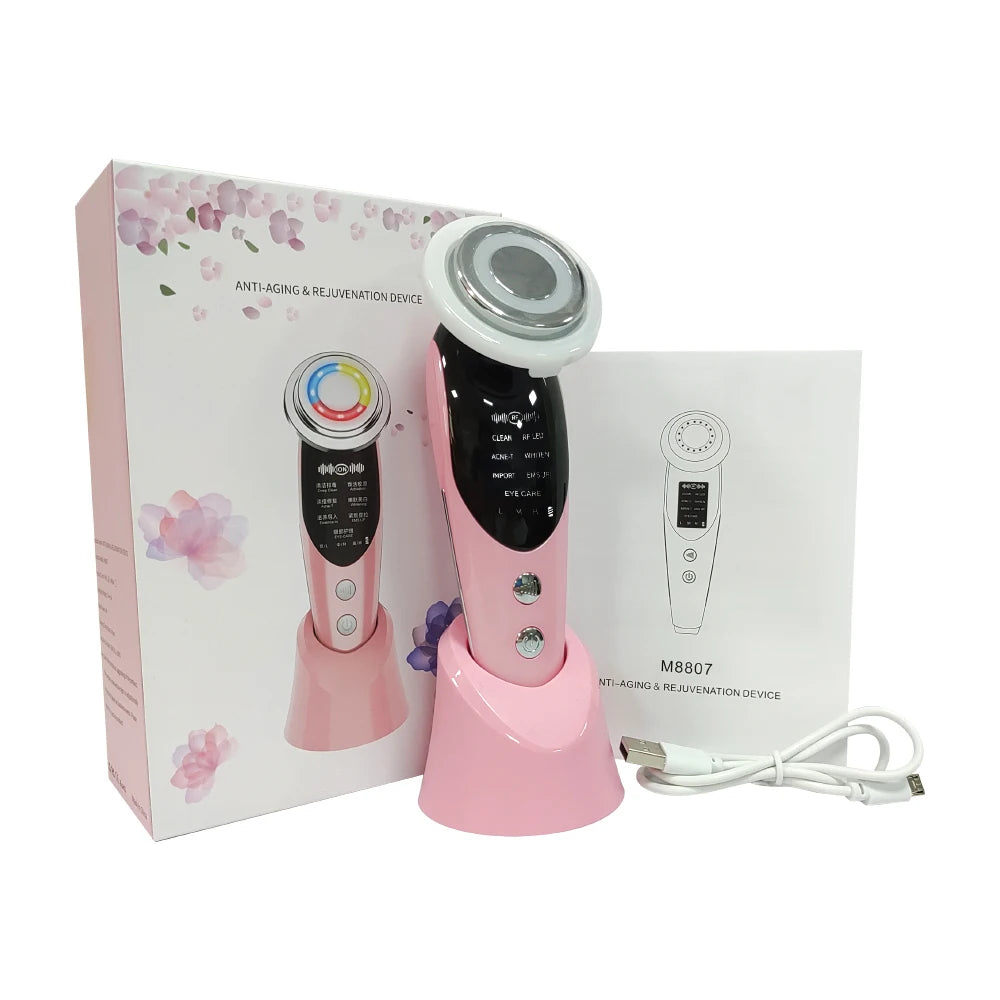 7 em 1 dispositivo de levantamento facial ems microcorrente rejuvenescimento da pele led facial pescoço endurecimento massageador rosto aparelho de cuidados de beleza