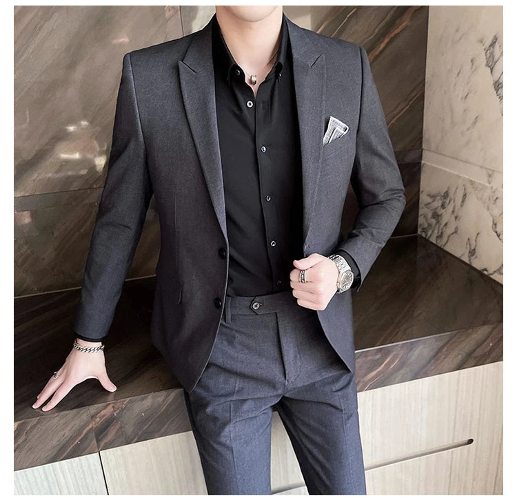 2025 terno de negócios masculino fino vestido de casamento conjunto de duas peças M-4XL elegante bonito tudo-em-um calças de banquete