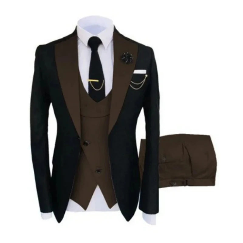 Ternos masculinos 3 peças sob medida melhor homem noivo casamento smoking fino ajuste jacquard duas cores blazer jaqueta colete calças smoking roupas