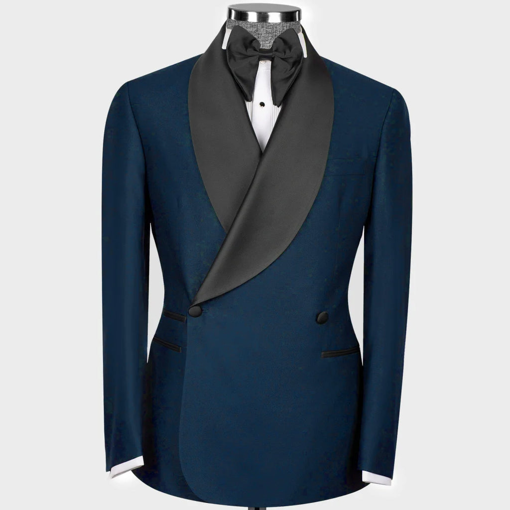 Terno masculino 2 peças preto com lapela brilhante botão duplo para casamento banquete trabalho escritório negócios jaqueta casual com calças