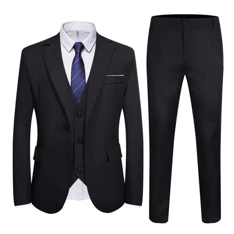 Terno de três peças masculino casual negócios profissional fino ajuste estilo coreano luz azul formal wear westwear ae estoque