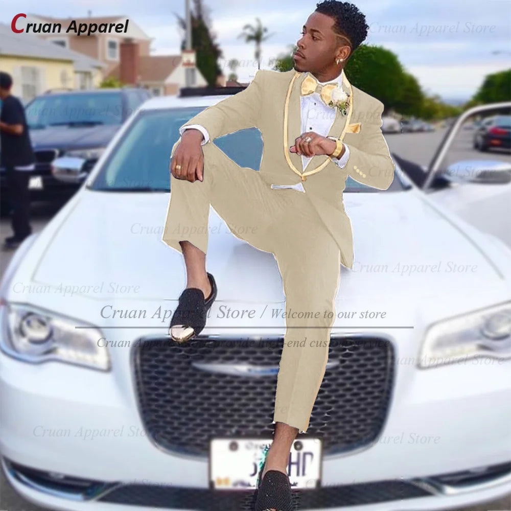 Conjuntos de terno clássico masculino atividades formais sob medida fino ajuste roupas casamento elegante padrinho trajes blazer calças 2 peças