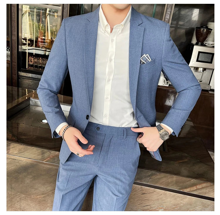 Conjunto masculino de duas peças, terno monocromático, todo apto para banquete bonito, casual e elegante, de alta qualidade, novo e elegante, M-4XL, 2022