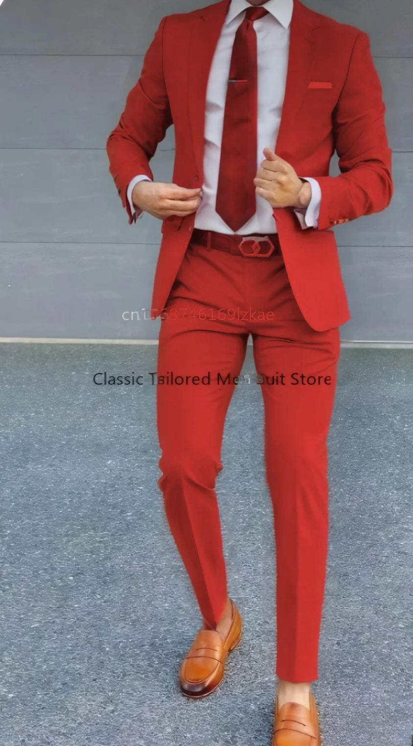 Terno masculino 2 peças terno jaqueta calças formal casamento smoking noivo roupas cor personalizada blazer XS-5XL