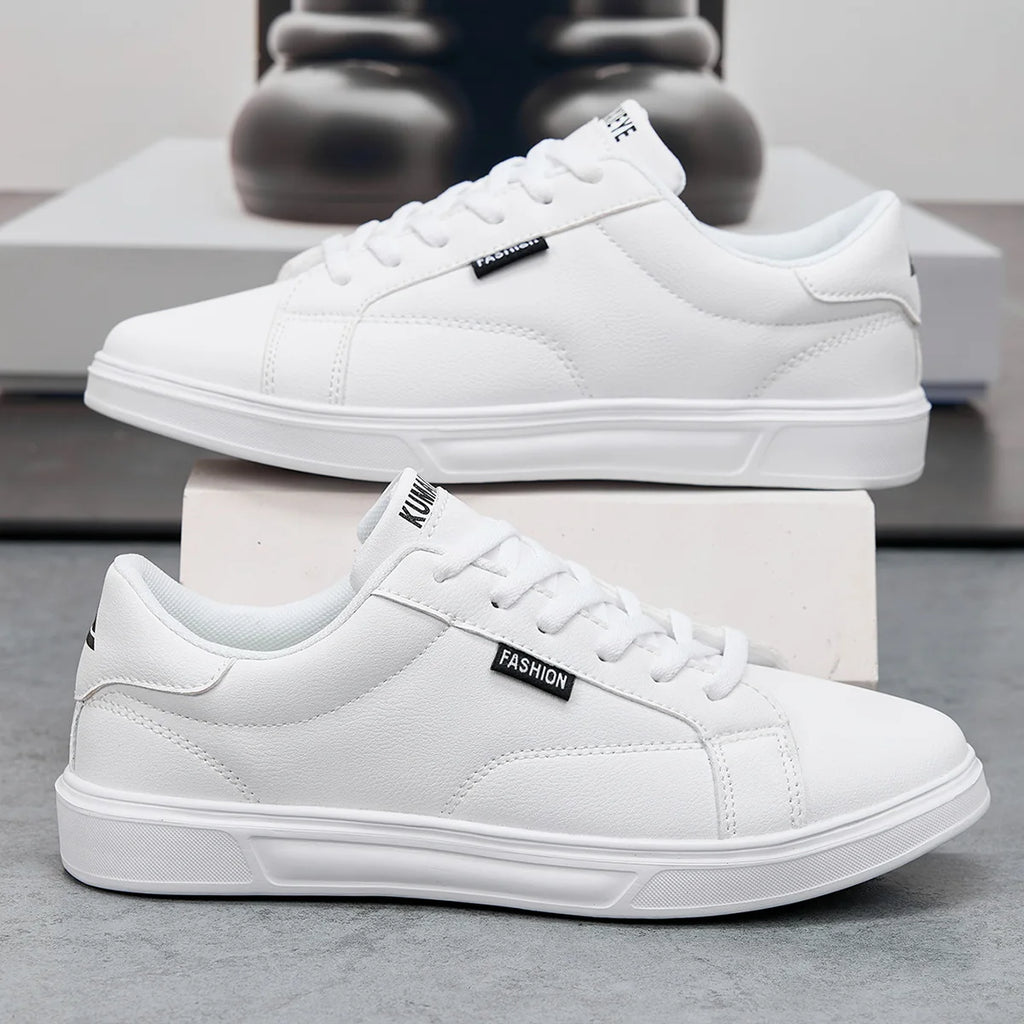 Branco preto sapatos masculinos confortáveis sapatos de skate casuais sólidos tênis de lazer leve sapatos de caminhada