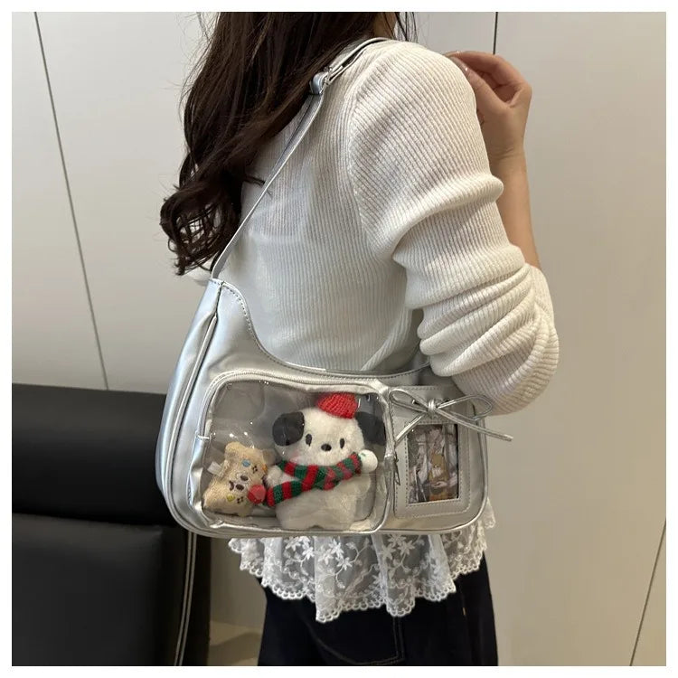 Y2k harajuku bolsa de ombro feminina coreano transparente ita saco escola crossbody saco feminino designer japonês bolsa preppy