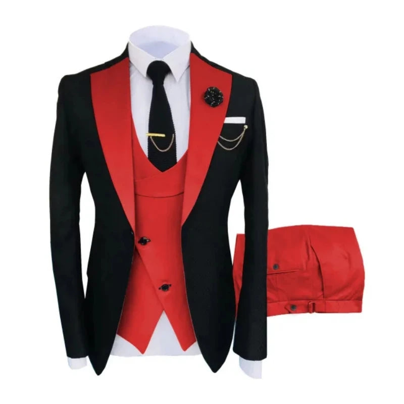 Ternos masculinos 3 peças sob medida melhor homem noivo casamento smoking fino ajuste jacquard duas cores blazer jaqueta colete calças smoking roupas