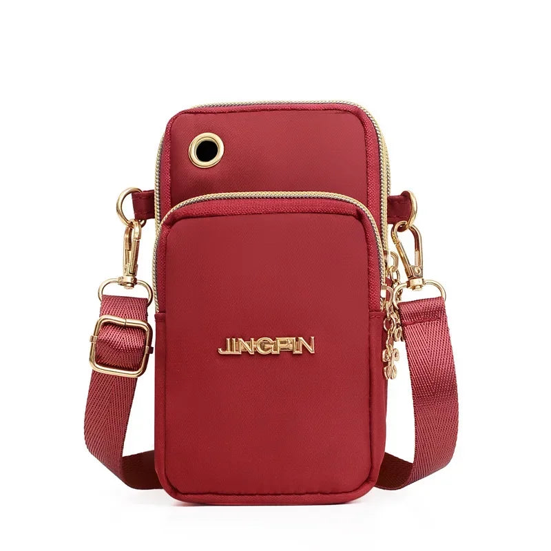 Bolsa de Celular Feminina Transversal Mini, Bolsa de Moedas Moderna para Mães, Bolsa de Ombro para Corrida com Alça de Pescoço, Carteira de 3 Camadas