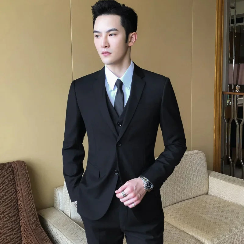 Conjunto de terno de casamento casual para homens profissional melhor homem estilo coreano novo noivo negócios formal jaqueta fino ajuste primavera terno
