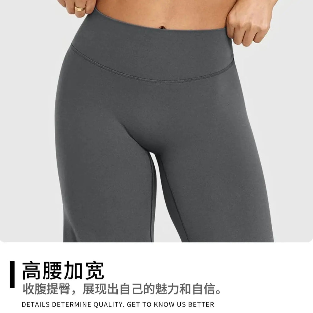 Calças de Yoga de Cintura Alta e Perna Larga para Mulheres, Efeito Levanta Bumbum, Marrom Café, Calças de Treino, Leggings Flare, Controle de Barriga, Roupa de Ginástica e Fitness