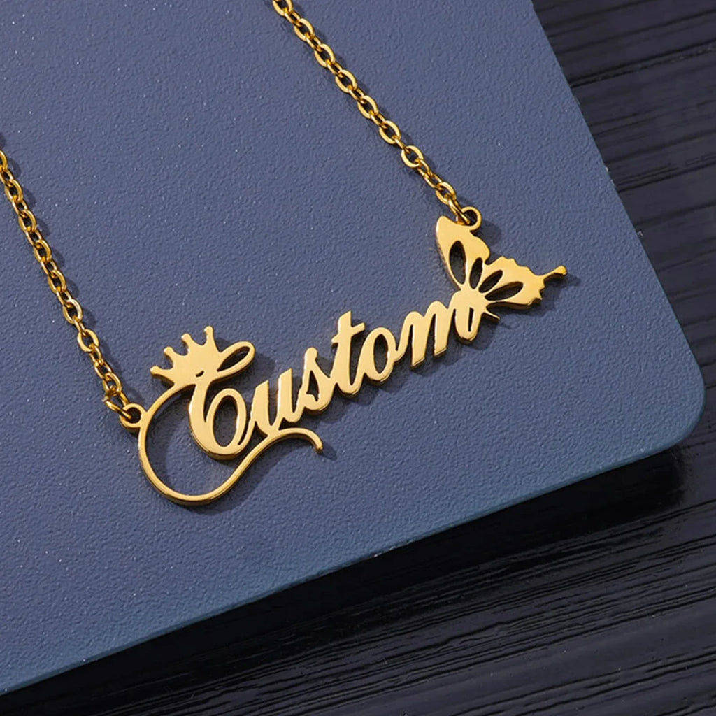 Colares com nome personalizado para mulheres, colar com pingente personalizado em aço inoxidável, joias personalizadas para o pescoço, presente de aniversário para namorada