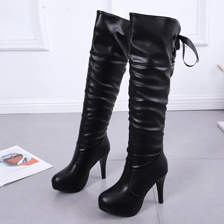 Botas femininas de luxo cavaleiro comprimento bota moda sexy sapatos de couro macio couro elegante confortável joelho botas altas