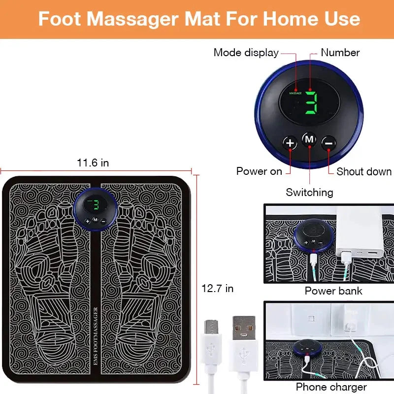 Almofada massageadora elétrica para pés, massagem muscular, treinador de relaxamento para massagem, fitness, esporte ao ar livre, casa, família, relaxamento