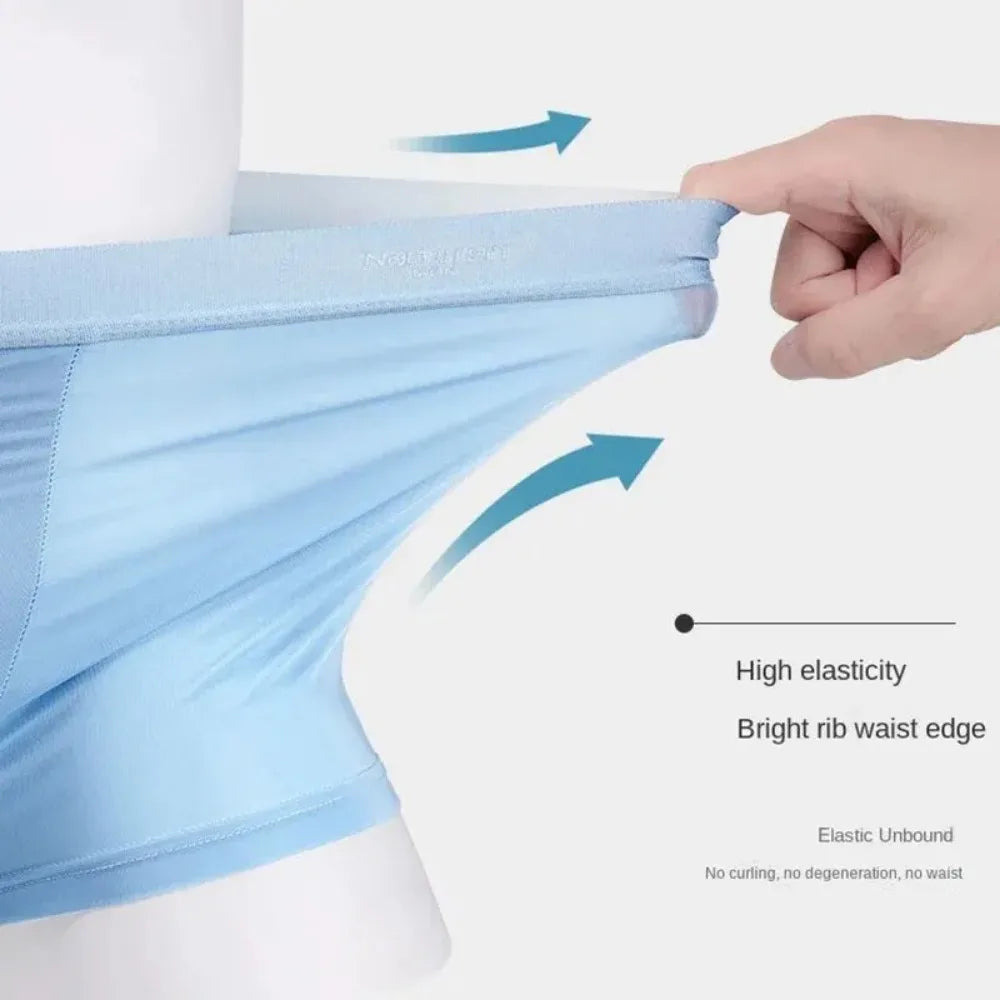 4 pçs boxer shorts roupa interior de seda gelo dos homens legal cuecas respirável sexy calcinha fina u convexo lingerie lotes por atacado L-6XL