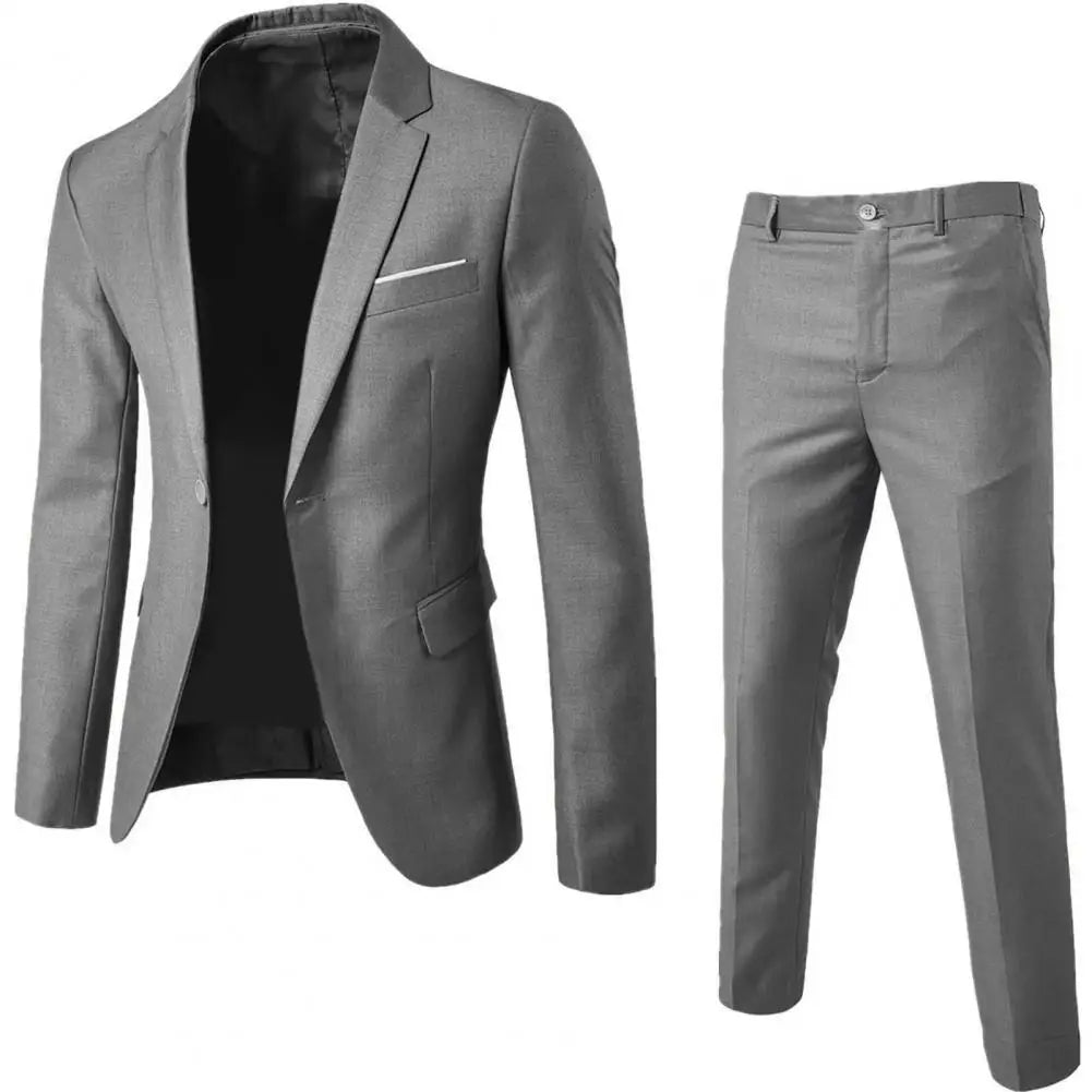 Calças masculinas formais 2 peças ternos masculinos terno de baile de casamento fino ajuste negócios trabalho wear ternos jaqueta do noivo masculino terno formal calças