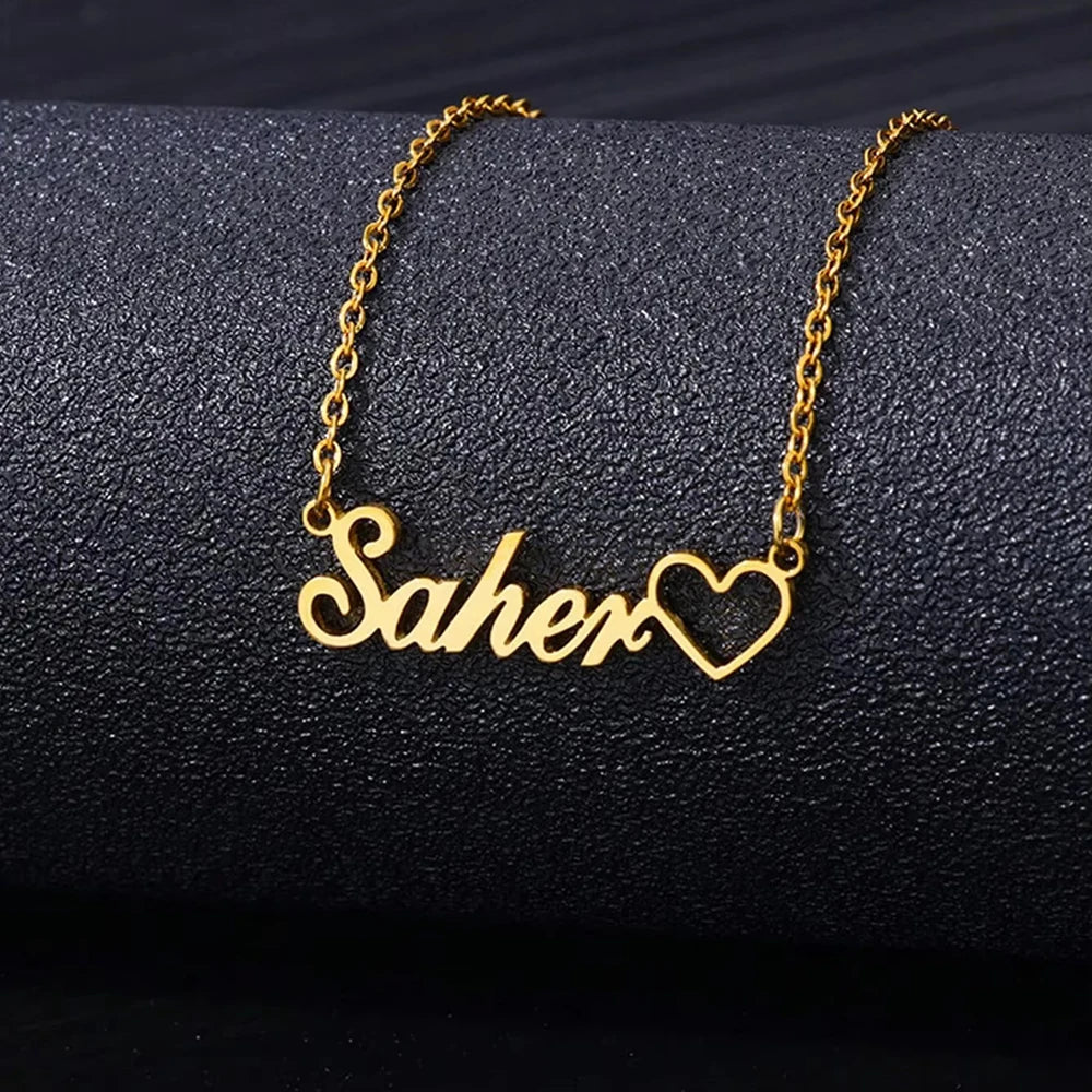 Colares com nome personalizado para mulheres, colar com pingente personalizado em aço inoxidável, joias personalizadas para o pescoço, presente de aniversário para namorada