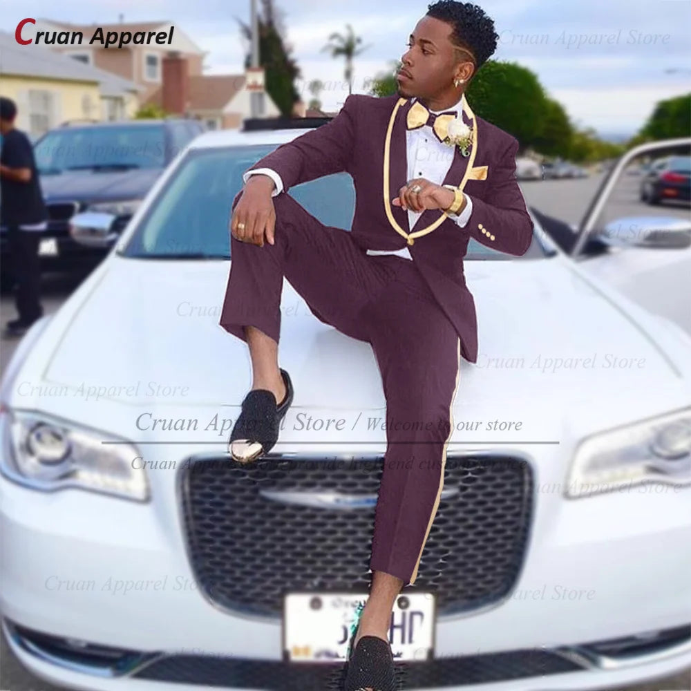 Conjuntos de terno clássico masculino atividades formais sob medida fino ajuste roupas casamento elegante padrinho trajes blazer calças 2 peças