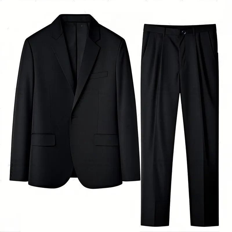 Terno de escritório masculino, casaco formal, calças plus size 6xl 7xl, blazer, trabalho de negócios, 2 peças, conjunto de padrinhos masculinos, roupas pretas, cinza e azuis