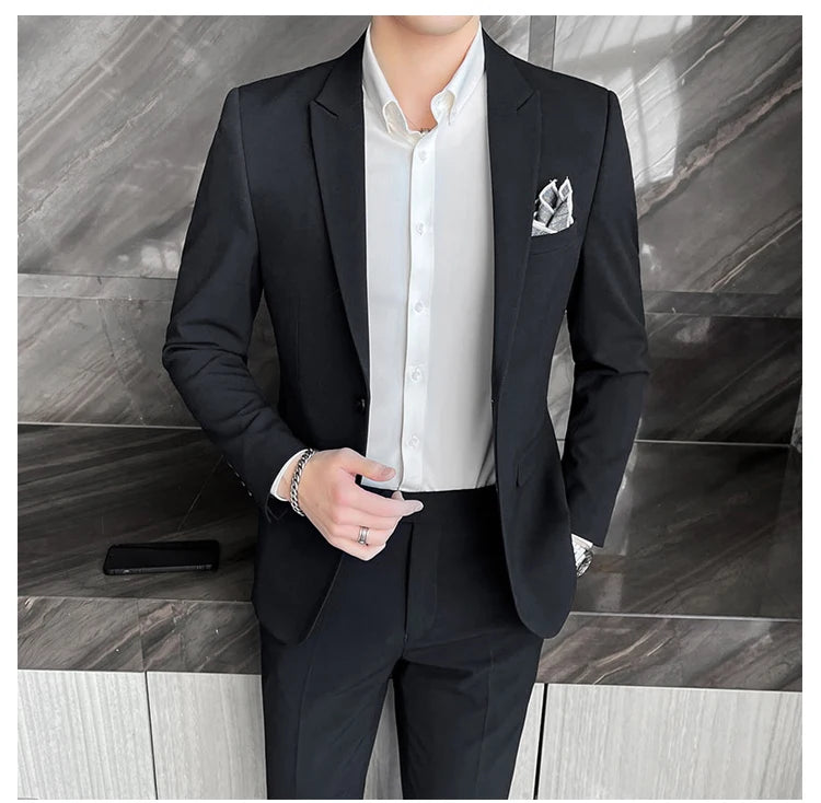2025 terno de negócios masculino fino vestido de casamento conjunto de duas peças M-4XL elegante bonito tudo-em-um calças de banquete